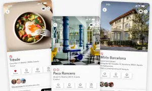 Tresde, un restaurante Bib Gourmand en Madrid, con un plato de huevo y cítricos. También se ven Paco Roncero y Mirlo Barcelona.